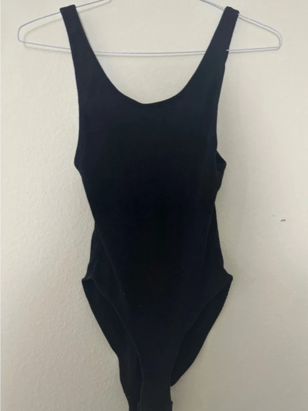 Urban Outfitters Out from Under Black Ribbed Scoop Low Back Bodysuit